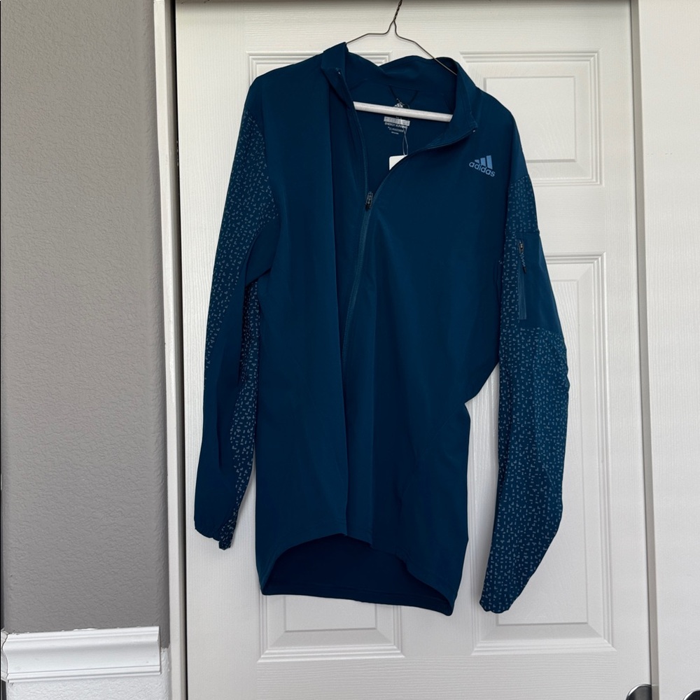 NWT adidas Energy Running ClimaStorm Jacket - Teal Blue - Size large - Picture 2 of 7